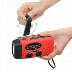 Dexxer 3v1 pohodniški aku. 2000mAh solarni FM radio na dinamo LED powerbank