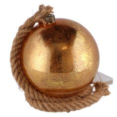 Ljubki dom LED božični okras z vrvjo iz jute, zlat, premer 12 cm