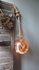 Ljubki dom LED božični okras z vrvjo iz jute, zlat, premer 12 cm