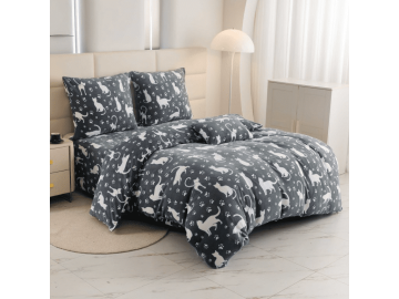Ljubki dom Prevleka iz mikrovlaken BELI MAČKI siva Dimenzije posteljnine: 70 x 90 cm | 140 x 200 cm
