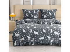 Ljubki dom Prevleka iz mikrovlaken BELI MAČKI siva Dimenzije posteljnine: 70 x 90 cm | 140 x 200 cm