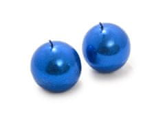 Ljubki dom Komplet 2 sveč, krogla CANDLE BALL BLUE 4,5 cm modra