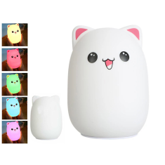 Ljubki dom Silikonska LED otroška nočna lučka KITTY 12,5 cm, bela