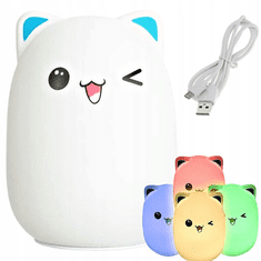 Ljubki dom Silikonska LED otroška nočna lučka KITTY 12,5 cm, bela