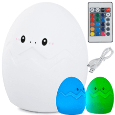 Ljubki dom Silikonska LED otroška nočna lučka EGG 12,5 cm bela