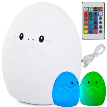 Ljubki dom Silikonska LED otroška nočna lučka EGG 12,5 cm bela