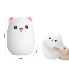 Ljubki dom Silikonska LED otroška nočna lučka KITTY 12,5 cm, bela