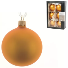 Ljubki dom Komplet steklenih božičnih okraskov MATTE GOLD 7 cm zlat, 6 kos