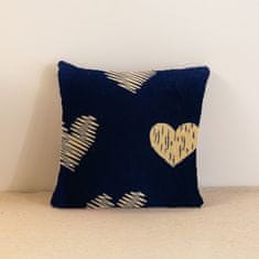 Ljubki dom Prevleka iz mikropliš materiala za vzglavnik GOLDEN HEARTS 40x50 cm temno modra