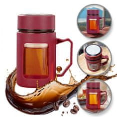 Ljubki dom Steklenica s ročajem BREW 500 ml, rdeča