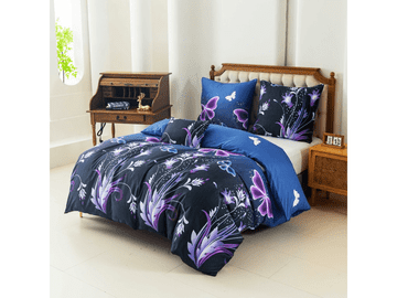 Ljubki dom Posteljnina iz mikrovlaken VIOLET BUTTERFLY temno modra Dimenzije posteljnine: 70 x 90 cm | 140 x 220 cm