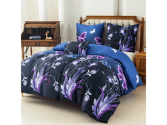 Ljubki dom Posteljnina iz mikrovlaken VIOLET BUTTERFLY temno modra Dimenzije posteljnine: 70 x 90 cm | 140 x 220 cm