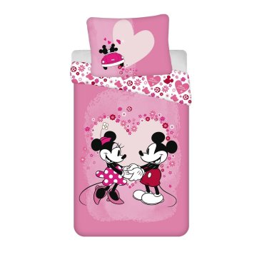 Ljubki dom Otroška posteljnina iz mikrovlaken MICKEY IN MINNIE LOVE, roza Dimenzije posteljnine: 70 x 90 cm | 140 x 200 cm