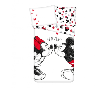 Ljubki dom Otroška posteljnina MICKEY & MINNIE KISS bela Dimenzije posteljnine: 70 x 90 cm | 140 x 200 cm