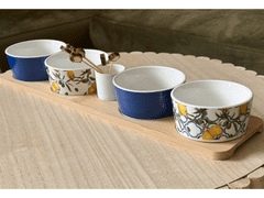 Ljubki dom Komplet porcelanastih skled za tapase na lesenem pladnju