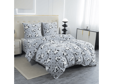 Ljubki dom Mikropliš posteljnina PANDA siva Dimenzije posteljnine: 70 x 90 cm | 140 x 200 cm