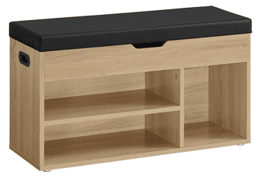 Ljubki dom Omarica za čevlje s klopjo in črnim sedalom iz umetnega usnja WESO SONOMA 80x30x44 cm