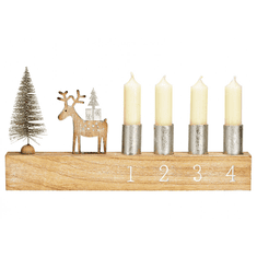Ljubki dom Adventni lesen svečnik JELEN 31x16 cm naravni