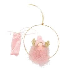 Ljubki dom LED viseči roza angel FLUFFY, 17 cm