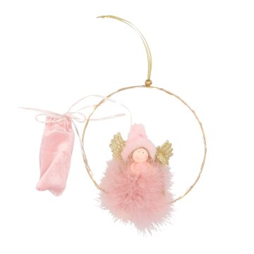 Ljubki dom LED viseči roza angel FLUFFY, 17 cm