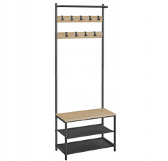 Ljubki dom Kovinsko predsoblje LOFT 180 cm, črna/hrast sonoma