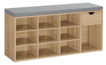 Ljubki dom Omarica za čevlje s klopjo z sivim sedežem in predalom WESO SONOMA 104x30x48 cm