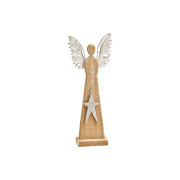 Ljubki dom Leseni angel ANGEL SILVER 26 cm natur