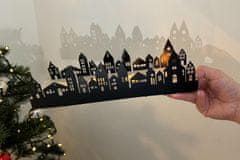 Ljubki dom Adventni kovinski svečnik TOWN 30x8 cm črn