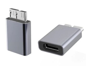 PremiumCord Aluminijast adapter USB C ženski - USB3.0 Micro B moški