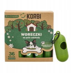 Korbi Biološki razgradljivi vrečke za pasje iztrebke, vrečke za iztrebke s etuijem, 540 kosov