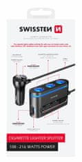 SWISSTEN Avtoadapter s 3x cl, 2x ucb-c pd in 1x usb-a qa 3.0 izhodom, 108w - 216w