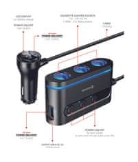 SWISSTEN Avtoadapter s 3x cl, 2x ucb-c pd in 1x usb-a qa 3.0 izhodom, 108w - 216w