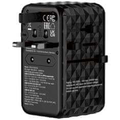Verbatim Verbatimov univerzalni potovalni adapter UTA-10, 2xUSB-C PD 140W /1xUSBC PD 18W/1xUSB-A PD 18W, črn
