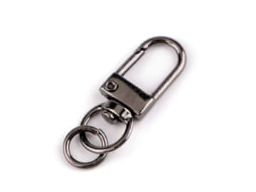 Kovinska vrtljiva karabinka, 9 mm z obročkom - nikelj črna (20 kosov)