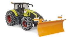 Bruder Kmet - Claas Axion 950 s snežnimi verigami in plugom