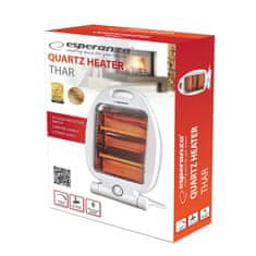Esperanza Električni quartz grelnik Esperanza EHH009, 400W/800W, zaščita pred pregrevanjem, beli, primeren za notranje prostore