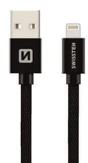 SWISSTEN Kabel strele USB Lightning cable textile 0.2m 3A black