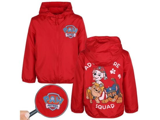 Paw Patrol Paw Patrol Rdeča jakna za dečka, vetrovka s kapuco, podložena s flisom