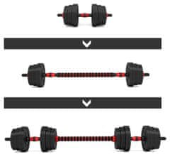 Komplet fitnes uteži – ročke in utežna palica v enem, 30 kg