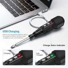Netscroll 2-v-1 Akumulatorski električni izvijač in ročni vijačnik, prenosni in polnilni komplet električnega izvijača za domača popravila, LED lučka, USB polnjenje, 9 nastavkov, Screwy