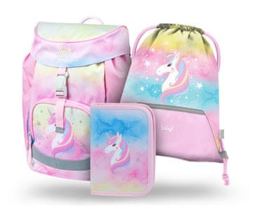 BAAGL 3 SET Airy Rainbow Unicorn: aktovka, peresnica, torba