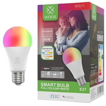 WOOX R9077 Smart Zigbee 3.0 10W LED E27 RGB 2700K-6500K zatemnilna pametna žarnica