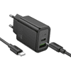 Hoco Polnilec N63 GaN PD 30W USB-A, Type C s kablom Type C na Type C za Samsung - črn