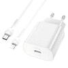 Hoco Polnilec N22 Jetta PD 25W Type C s kablom Type C na Lightning za iPhone - bel