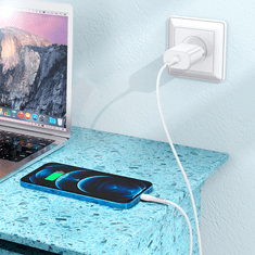 Hoco Polnilec N22 Jetta PD 25W Type C s kablom Type C na Lightning za iPhone - bel