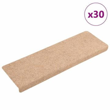 shumee vidaXL Samolepilne podloge za stopnice 30 kosov krem 65x21x4 cm