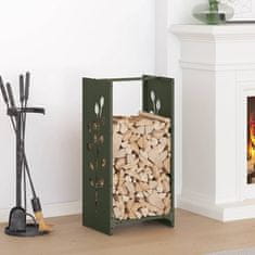 shumee vidaXL Stojalo za drva olivno zelena 40x30x80 cm hladno valjano jeklo