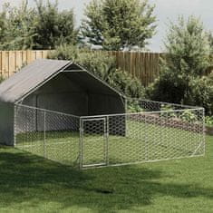 shumee vidaXL Zunanji pasji boks z izpustom 6x3x1,9 m pocinkano jeklo