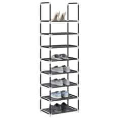 shumee vidaXL Shoe Rack 8-Tier Black 44x28x145 cm Netkana tkanina