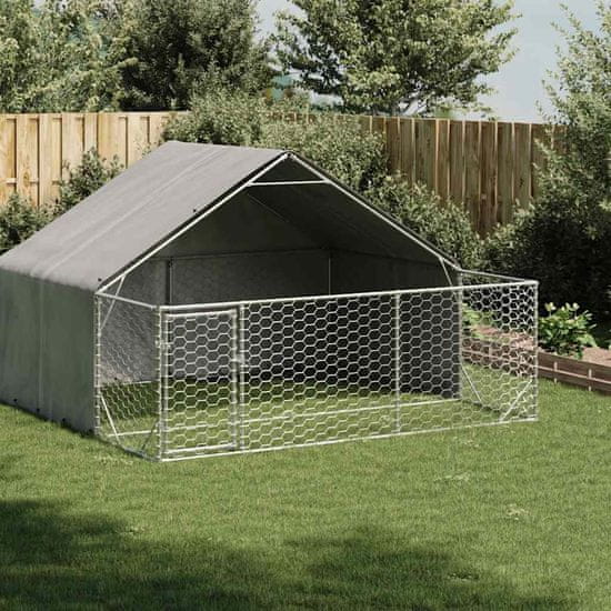 shumee vidaXL Zunanji pasji boks z izpustom 3x3x1,9 m pocinkano jeklo
